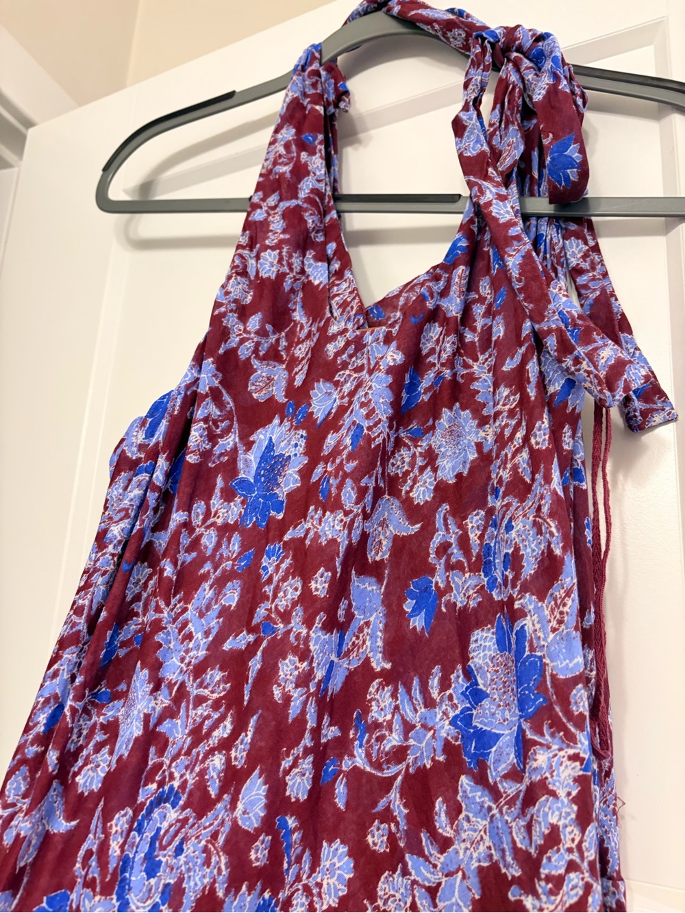 Free People Plum Floral Maxi Dress with Light Blue Flowers - Picture 4 of 7